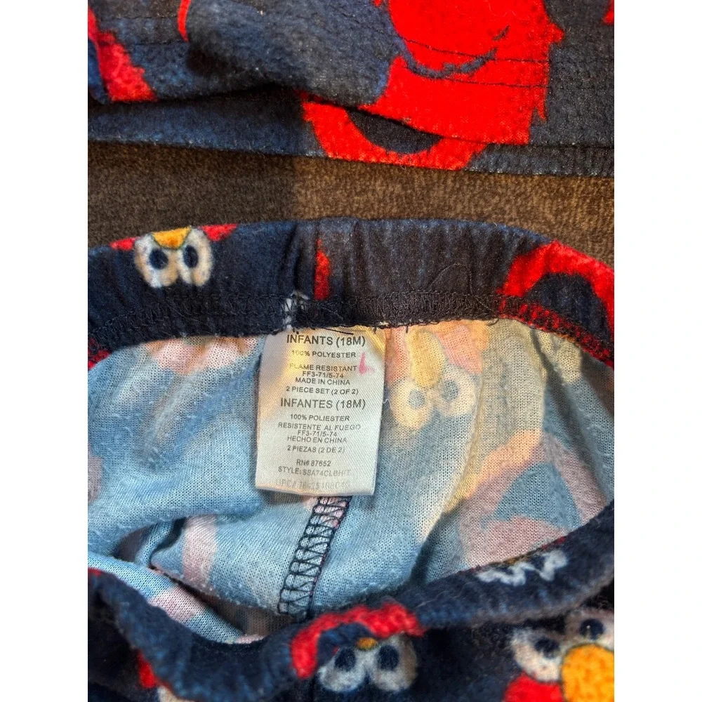 2010 Y2K Sesame Street Elmo Fleece Pajamas Set Infant 18M Button Front PJs